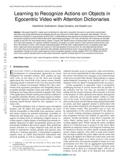 Learning to Recognize Actions on Objects in Egocentric Video with
  Attention Dictionaries