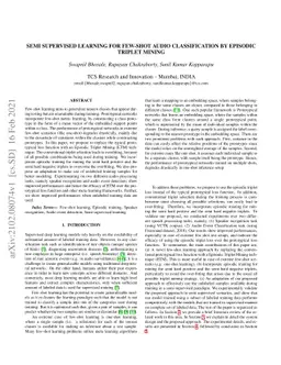 Semi Supervised Learning For Few-shot Audio Classification By Episodic
  Triplet Mining