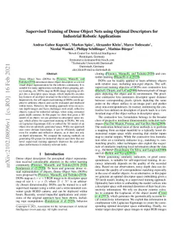 Supervised Training of Dense Object Nets using Optimal Descriptors for
  Industrial Robotic Applications