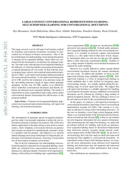 Large-Context Conversational Representation Learning: Self-Supervised
  Learning for Conversational Documents