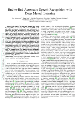 End-to-End Automatic Speech Recognition with Deep Mutual Learning