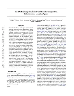 RMIX: Learning Risk-Sensitive Policies for Cooperative Reinforcement
  Learning Agents