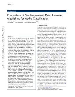 Comparison of semi-supervised deep learning algorithms for audio
  classification