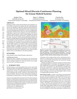 Optimal Mixed Discrete-Continuous Planning for Linear Hybrid Systems