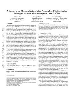 A Cooperative Memory Network for Personalized Task-oriented Dialogue
  Systems with Incomplete User Profiles