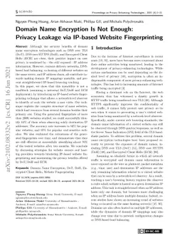 Domain Name Encryption Is Not Enough: Privacy Leakage via IP-based
  Website Fingerprinting