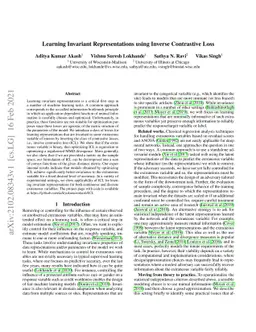 Learning Invariant Representations using Inverse Contrastive Loss