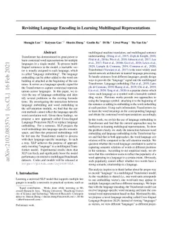 Revisiting Language Encoding in Learning Multilingual Representations