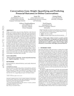 Conversations Gone Alright: Quantifying and Predicting Prosocial
  Outcomes in Online Conversations