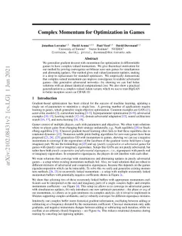 Complex Momentum for Optimization in Games