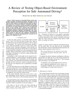 A Review of Testing Object-Based Environment Perception for Safe
  Automated Driving
