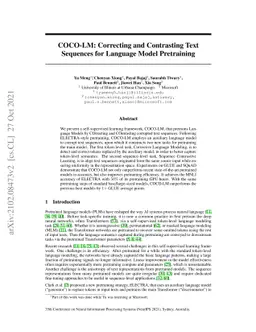 COCO-LM: Correcting and Contrasting Text Sequences for Language Model
  Pretraining