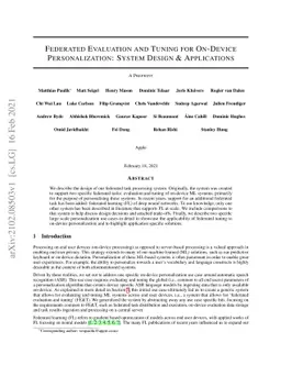 Federated Evaluation and Tuning for On-Device Personalization: System
  Design & Applications