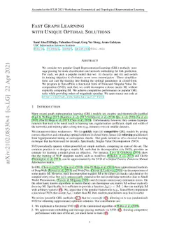 Fast Graph Learning with Unique Optimal Solutions
