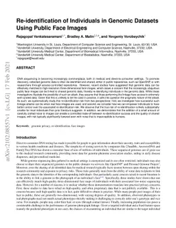 Re-identification of Individuals in Genomic Datasets Using Public Face
  Images