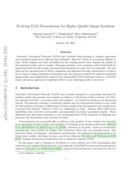 Evolving GAN Formulations for Higher Quality Image Synthesis