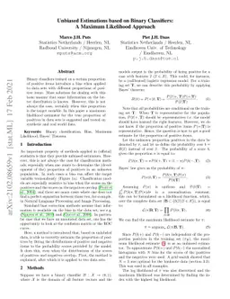 Unbiased Estimations based on Binary Classifiers: A Maximum Likelihood
  Approach