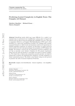 Predicting Lexical Complexity in English Texts: The Complex 2.0 Dataset