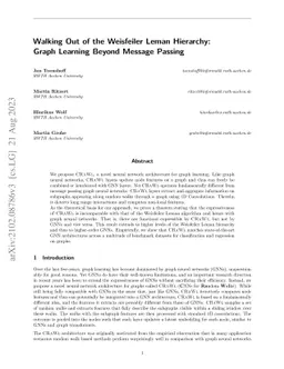 Walking Out of the Weisfeiler Leman Hierarchy: Graph Learning Beyond
  Message Passing