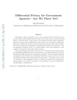 Differential Privacy for Government Agencies -- Are We There Yet?