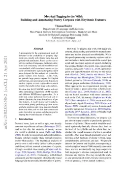 Metrical Tagging in the Wild: Building and Annotating Poetry Corpora
  with Rhythmic Features