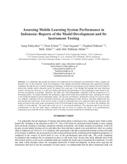 Assessing Mobile Learning System Performance in Indonesia: Reports of
  the Model Development and Its Instrument Testing