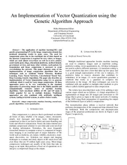 An Implementation of Vector Quantization using the Genetic Algorithm
  Approach