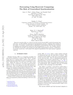 Forecasting Using Reservoir Computing: The Role of Generalized
  Synchronization