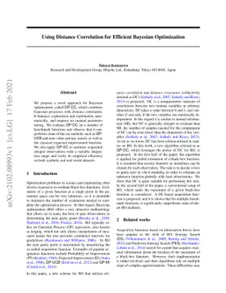 Using Distance Correlation for Efficient Bayesian Optimization
