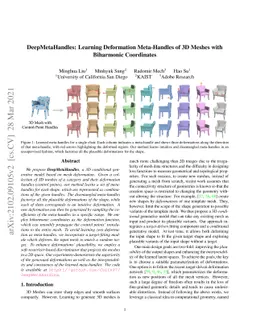 DeepMetaHandles: Learning Deformation Meta-Handles of 3D Meshes with
  Biharmonic Coordinates