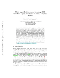 Multi-Agent Reinforcement Learning of 3D Furniture Layout Simulation in
  Indoor Graphics Scenes