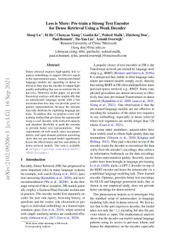 Less is More: Pre-train a Strong Text Encoder for Dense Retrieval Using
  a Weak Decoder