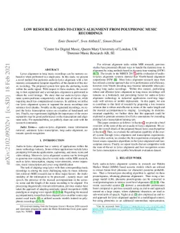 Low Resource Audio-to-Lyrics Alignment From Polyphonic Music Recordings
