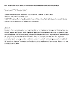 Data-driven formulation of natural laws by recursive-LASSO-based
  symbolic regression