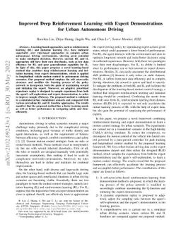 Improved Deep Reinforcement Learning with Expert Demonstrations for
  Urban Autonomous Driving