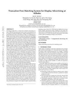 Truncation-Free Matching System for Display Advertising at Alibaba