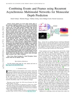 Combining Events and Frames using Recurrent Asynchronous Multimodal
  Networks for Monocular Depth Prediction