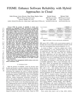 FIXME: Enhance Software Reliability with Hybrid Approaches in Cloud