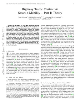 Highway Traffic Control via Smart e-Mobility -- Part I: Theory