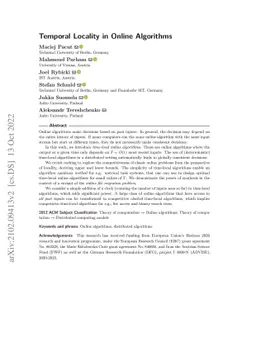 Temporal Locality in Online Algorithms