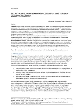 Security audit logging in microservice-based systems: survey of
  architecture patterns
