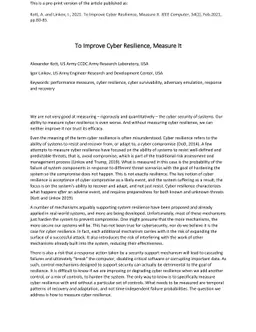 To Improve Cyber Resilience, Measure It