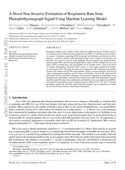 A Novel Non-Invasive Estimation of Respiration Rate from
  Photoplethysmograph Signal Using Machine Learning Model