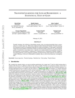 Transfer Learning for Linear Regression: a Statistical Test of Gain