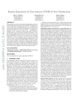 Regular Expressions for Fast-response COVID-19 Text Classification