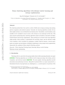 Fuzzy clustering algorithms with distance metric learning and entropy
  regularization