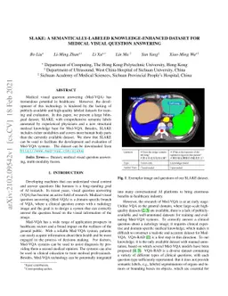 SLAKE: A Semantically-Labeled Knowledge-Enhanced Dataset for Medical
  Visual Question Answering