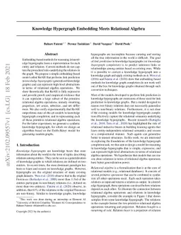 Knowledge Hypergraph Embedding Meets Relational Algebra