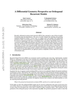 A Differential Geometry Perspective on Orthogonal Recurrent Models
