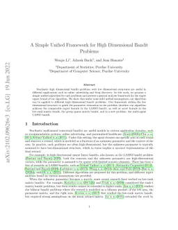 A Simple Unified Framework for High Dimensional Bandit Problems